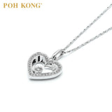 POH KONG 18K Emas Putih Berkilauan Hati Loket Berlian