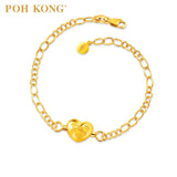 POH KONG Gelang Hati Kegembiraan Emas 916/22K Emas Bertuah