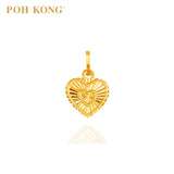 POH KONG 916/22K Gold Miniature Striped Heart Pendant