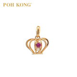 POH KONG 750/18K Yellow Gold Pink Sapphire with Diamond Crown Pendant