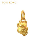 POH KONG 916/22K Yellow Gold Rich "Yi Ben Wan Li" Lucky Cat Pendant