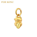 POH KONG 916/22K Yellow Gold Rich "Yi Ben Wan Li" Lucky Cat Pendant