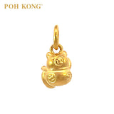 POH KONG 916/22K Yellow Gold Rich "Yi Ben Wan Li" Lucky Cat Pendant