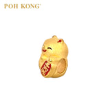 POH KONG 999/24K Yellow Gold Rich "Qian Wan Liang" Lucky Cat Pendant