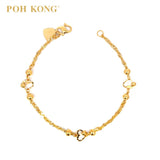 POH KONG 916/22K Yellow Gold Hearts and Bells Bracelet