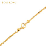 POH KONG 916/22K Yellow Gold Hearts and Bells Bracelet