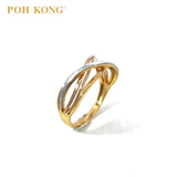 POH KONG 916/22K Yellow Gold Silver Lining Swirl Ring