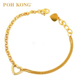 POH KONG 916/22K Yellow Gold Heart Shaped Bracelet