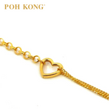 POH KONG 916/22K Yellow Gold Heart Shaped Bracelet