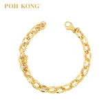 POH KONG 916/22K Gold Textured Oval Link Bracelet