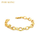 POH KONG 916/22K Gold Textured Oval Link Bracelet