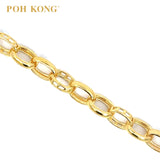 POH KONG 916/22K Gold Textured Oval Link Bracelet