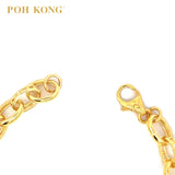 POH KONG 916/22K Gold Textured Oval Link Bracelet