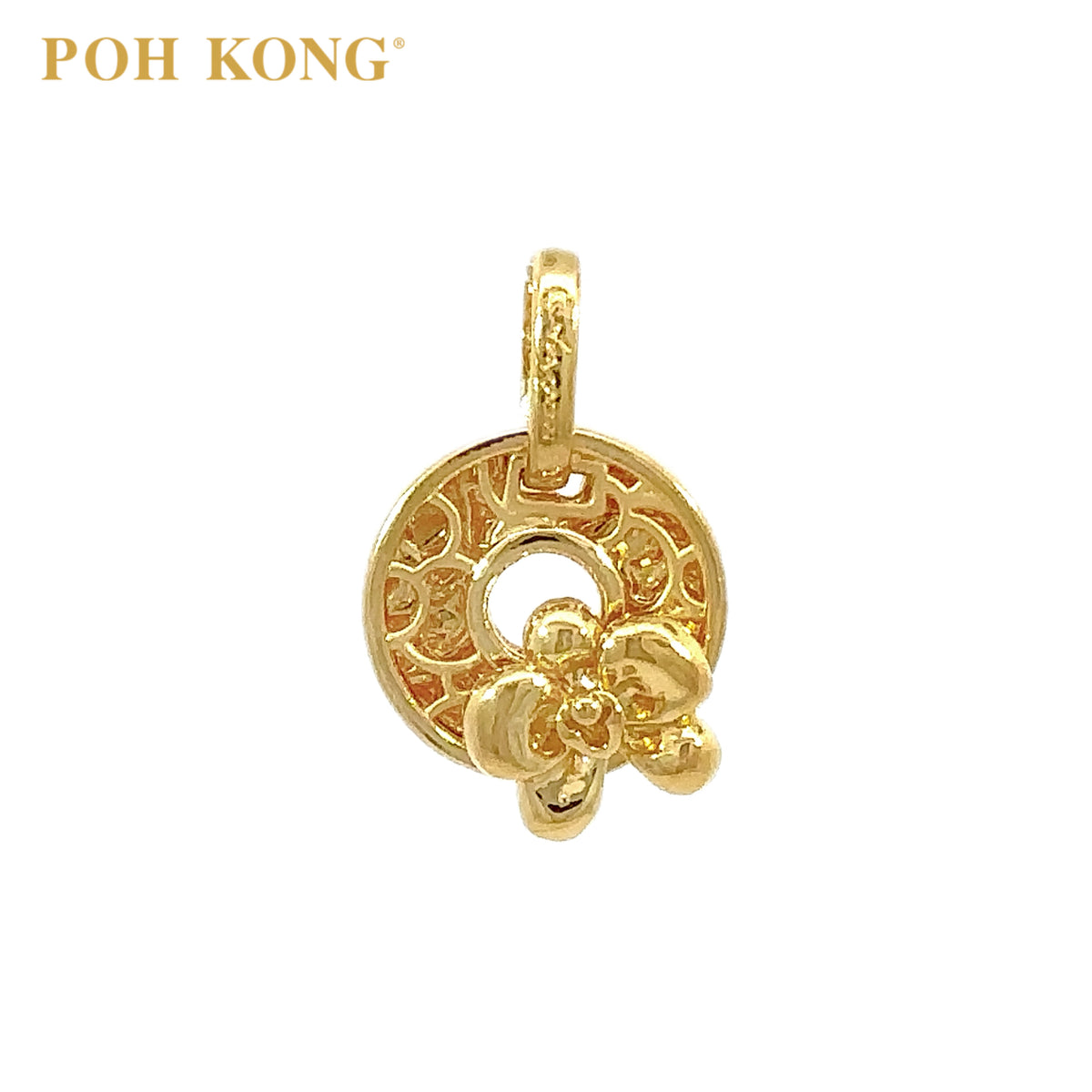 POH KONG 916/22K Yellow Gold Anggun Round Shape With Orchid Pendant ...