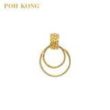 POH KONG 916/22K Yellow Gold Dual Circle Drop Stud Earrings