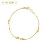 POH KONG 916/22K Yellow Gold 'LOVE' and Double Heart Bracelet