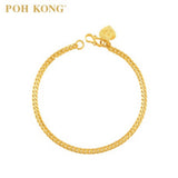 POH KONG 916/22K Gold Machine Carved Single Curb Bracelet