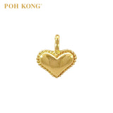 POH KONG 916/22K Yellow Gold Beaded Side Heart Pendant