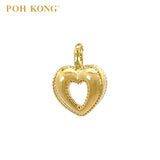 POH KONG 916/22K Yellow Gold Hollow Beaded Side Heart Pendant