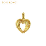 POH KONG 916/22K Yellow Gold Hollow Beaded Side Heart Pendant
