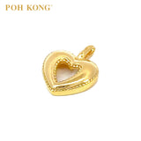POH KONG 916/22K Yellow Gold Hollow Beaded Side Heart Pendant