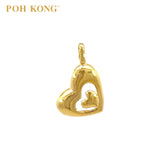 POH KONG 916/22K Yellow Gold Smooth Texture Double Hearts Pendant