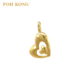 POH KONG 916/22K Yellow Gold Smooth Texture Double Hearts Pendant