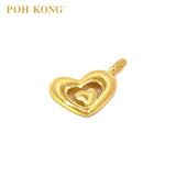 POH KONG 916/22K Yellow Gold Smooth Texture Double Hearts Pendant