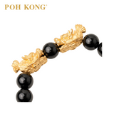 POH KONG 999.9/24K Pure Gold Prosperity Dragonfin With Black Agate Bracelet