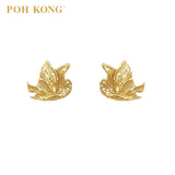 POH KONG 916/22K Yellow Gold Flying Butterfly Stud Earrings