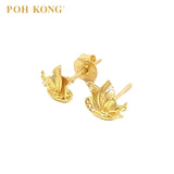POH KONG 916/22K Yellow Gold Flying Butterfly Stud Earrings