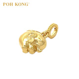 POH KONG 916/22K Yellow Gold "吉" Elephant Pendant
