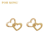 POH KONG 916/22K Yellow Gold Double Hollow Heart Earrings