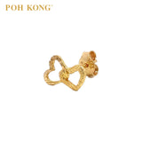 POH KONG 916/22K Yellow Gold Double Hollow Heart Earrings