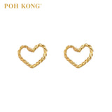 POH KONG 916/22K Yellow Gold Twisted Hollow Heart Earrings