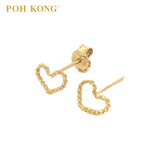 POH KONG 916/22K Yellow Gold Twisted Hollow Heart Earrings