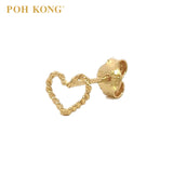 POH KONG 916/22K Yellow Gold Twisted Hollow Heart Earrings