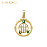 POH KONG 916/22K Yellow Gold Auspicious Bamboo Circle Abacus Pendant