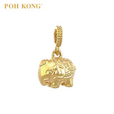 POH KONG 916/22K Yellow Gold Elephant With Ancient Coin Pendant