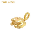 POH KONG 916/22K Yellow Gold Elephant With Ancient Coin Pendant