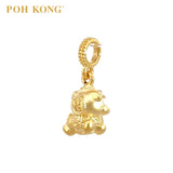 POH KONG 916/22K Yellow Gold Lion Dance With Red Enamel Pendant