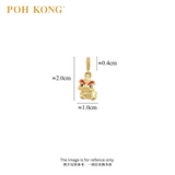 POH KONG 916/22K Yellow Gold Lion Dance With Red Enamel Pendant