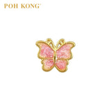POH KONG 916/22K Yellow Gold Butterfly With Pink Enamel Pendant