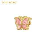 POH KONG 916/22K Yellow Gold Butterfly With Pink Enamel Pendant