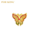 POH KONG 916/22K Yellow Gold Butterfly With Red And Green Enamel Pendant