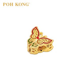 POH KONG 916/22K Yellow Gold Butterfly With Red And Green Enamel Pendant