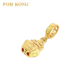 POH KONG 916/22K Gold Happy Love "FuGui" Heart Shape Box Charm Pendant