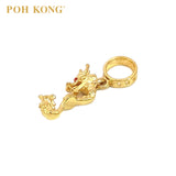 POH KONG 916/22K Yellow Gold Happy Love Dragon Charm Pendant