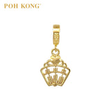 POH KONG 916/22K Gold Happy Love Rectangle With Heart Abacus Pendant Charm