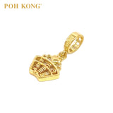 POH KONG 916/22K Gold Happy Love Rectangle With Heart Abacus Pendant Charm